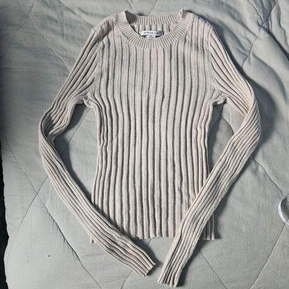 American Eagle Outfitters Sweaters - AMERICAN EAGLE Cream Crew neck Bodycon Sweater Long Sleeve Soft XXS NWT AE